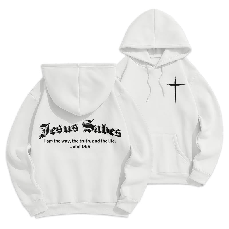 Christianartworkshop Jesus rettet Johannes 14:6 Glaubens-Fleece-gefütterter Polyester-Hoodie - Weiß - 2XL - image 3