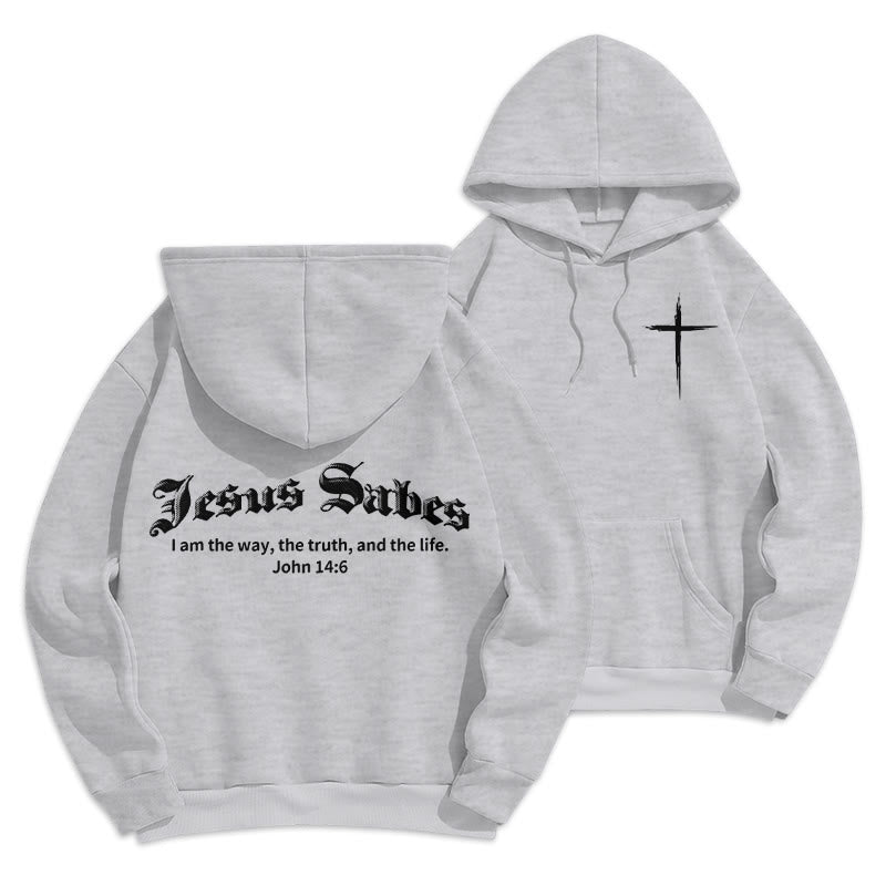 Christianartworkshop Jesus rettet Johannes 14:6 Glaubens-Fleece-gefütterter Polyester-Hoodie - Grau - 2XL - image 0