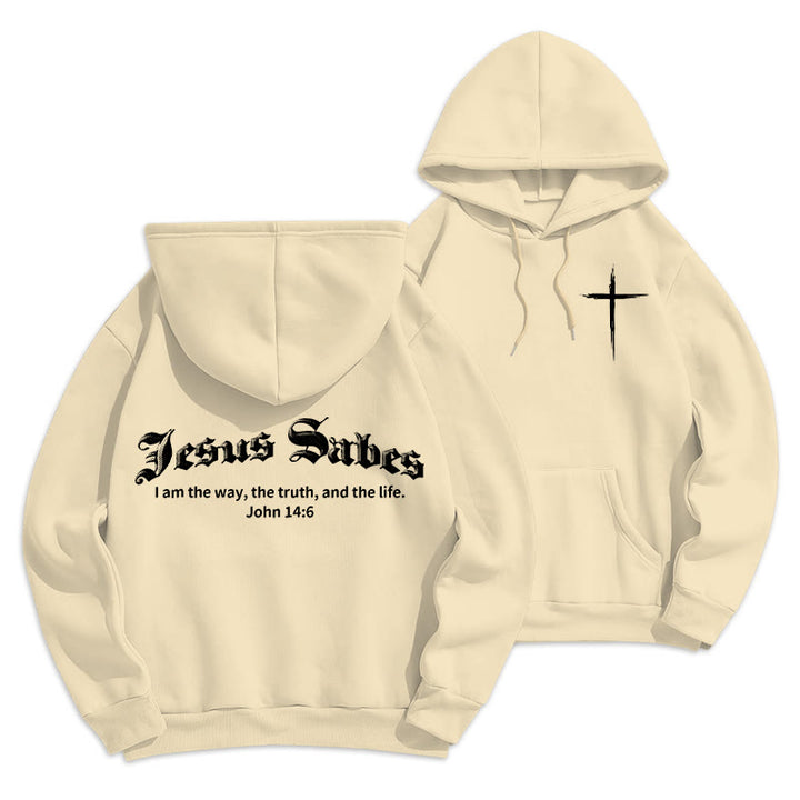 Christianartworkshop Jesus rettet Johannes 14:6 Glaubens-Fleece-gefütterter Polyester-Hoodie - Beige - 2XL - image 21