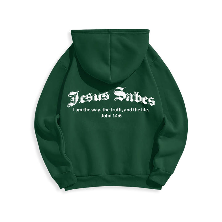 Christianartworkshop Jesus rettet Johannes 14:6 Glaubens-Fleece-gefütterter Polyester-Hoodie - image 20