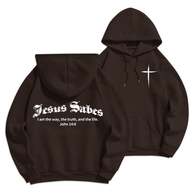 Christianartworkshop Jesus rettet Johannes 14:6 Glaubens-Fleece-gefütterter Polyester-Hoodie - Braun - 2XL - image 6