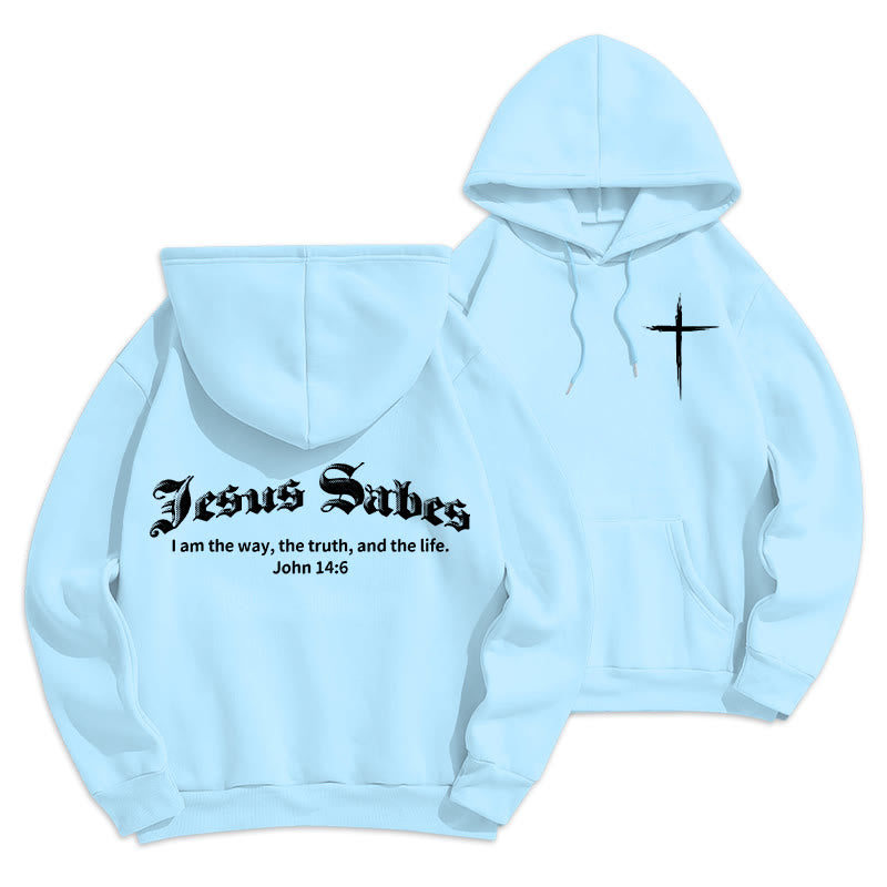 Christianartworkshop Jesus rettet Johannes 14:6 Glaubens-Fleece-gefütterter Polyester-Hoodie - Blau - 2XL - image 12