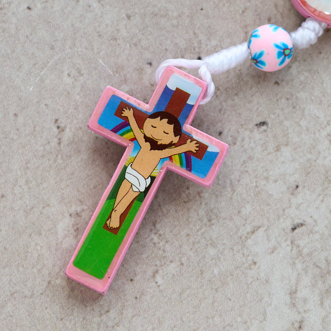 Christianartworkshop Rosenkranz und Armband für Kinder in Blau und Rosa: Bunte Perlen und heilige Symbole für junge Herzen - image 8
