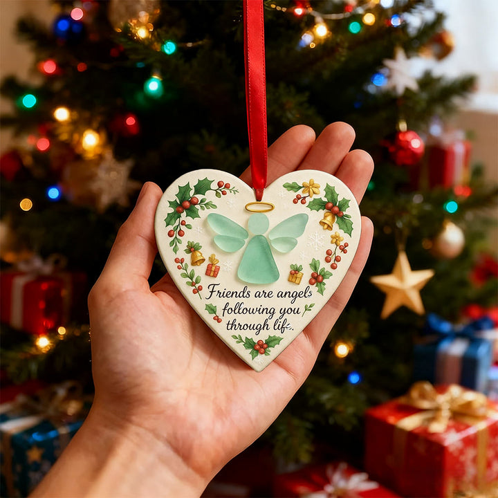 Christianartworkshop 2D-Weihnachtsschmuck: Engelsymbol & Freundschaftsspruch für festliche Freude - image 1
