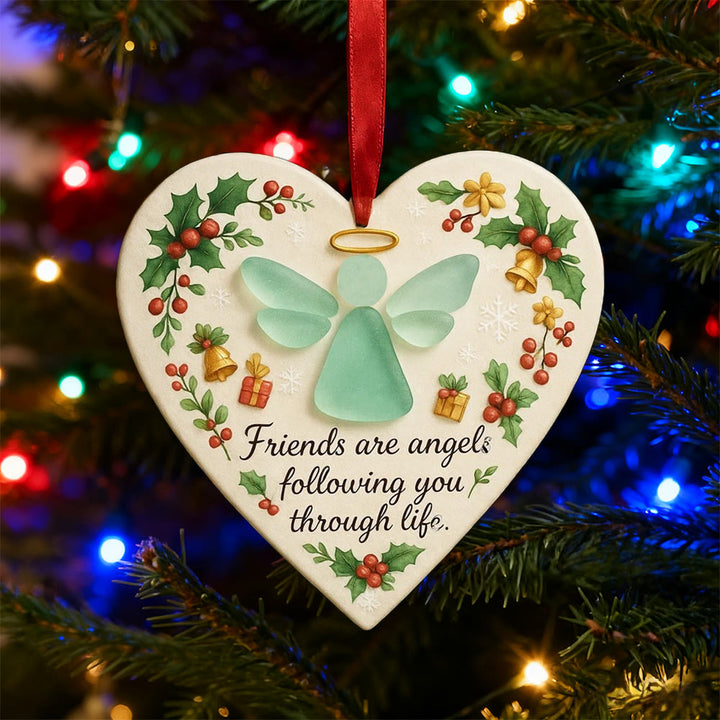 Christianartworkshop 2D-Weihnachtsschmuck: Engelsymbol & Freundschaftsspruch für festliche Freude - image 3