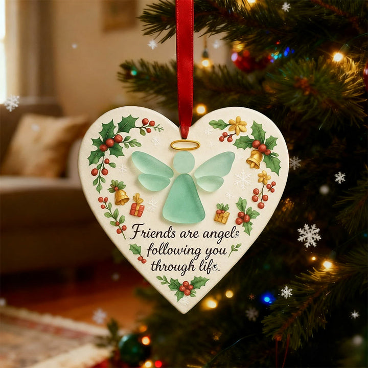 Christianartworkshop 2D-Weihnachtsschmuck: Engelsymbol & Freundschaftsspruch für festliche Freude - image 2