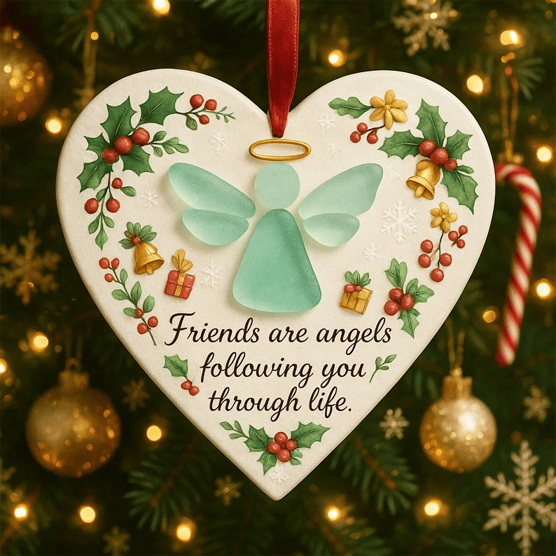 Christianartworkshop 2D-Weihnachtsschmuck: Engelsymbol & Freundschaftsspruch für festliche Freude - Herzengel - image 0