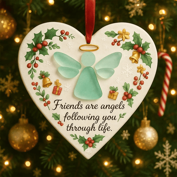 Christianartworkshop 2D-Weihnachtsschmuck: Engelsymbol & Freundschaftsspruch für festliche Freude - Herzengel - image 0