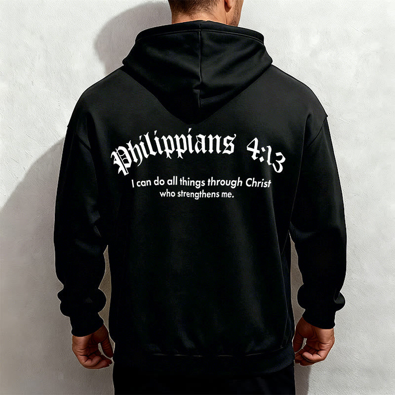 Christianartworkshop Zitat-Stil Mutiger Glaube in Philipper 413 Fleecegefütterter Polyester-Hoodie - image 7