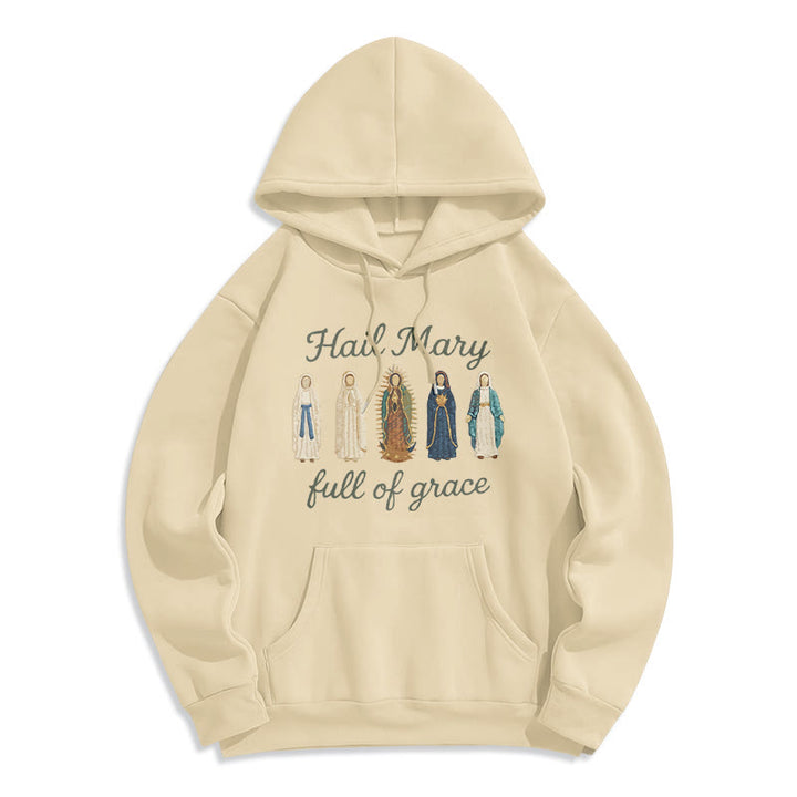 Christianartworkshop Gegrüßet seist du, Maria, voller Gnade Fleecegefütterter Polyester-Hoodie - Beige - 2XL - image 0