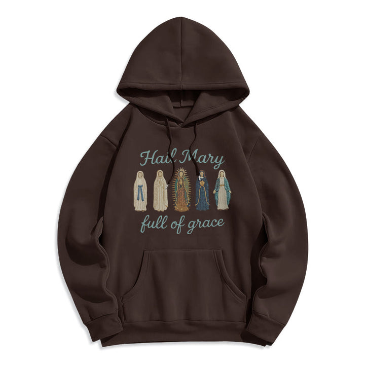 Christianartworkshop Gegrüßet seist du, Maria, voller Gnade Fleecegefütterter Polyester-Hoodie - Braun - 2XL - image 4