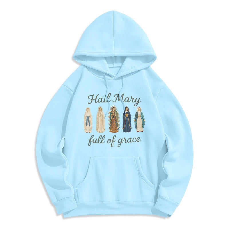 Christianartworkshop Gegrüßet seist du, Maria, voller Gnade Fleecegefütterter Polyester-Hoodie - Blau - 2XL - image 8