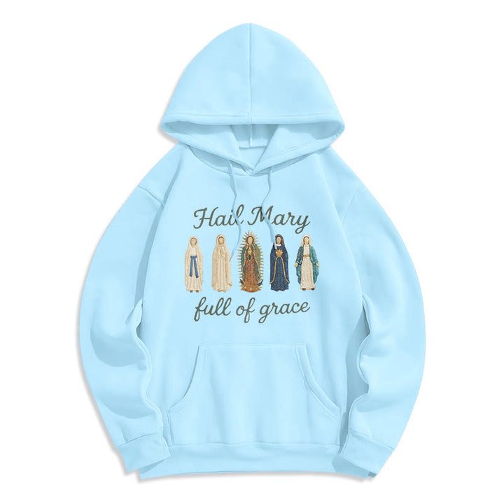 Christianartworkshop Gegrüßet seist du, Maria, voller Gnade Fleecegefütterter Polyester-Hoodie - Blau - 2XL - image 8