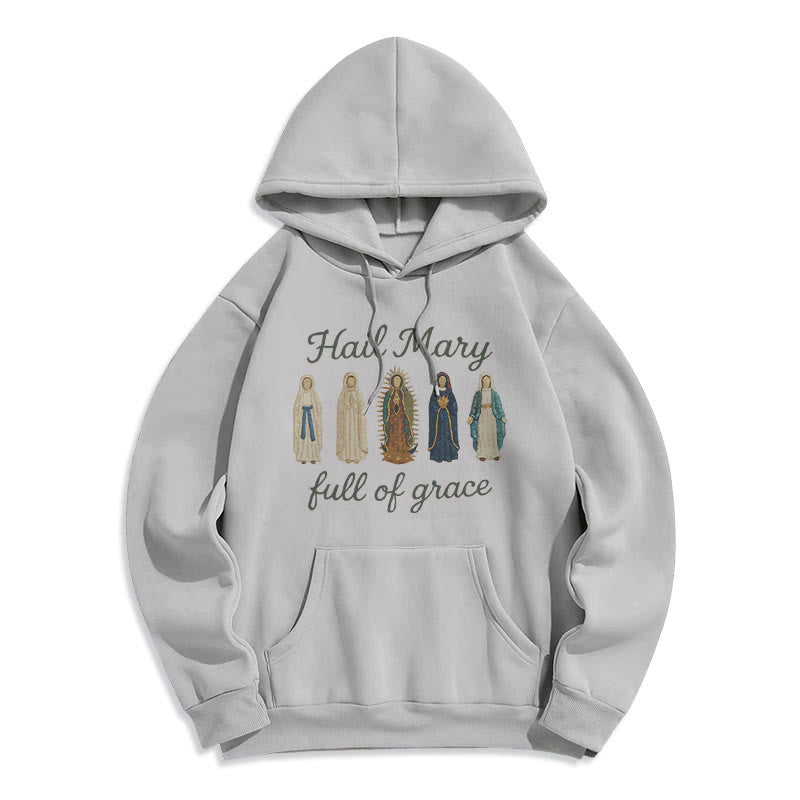 Christianartworkshop Gegrüßet seist du, Maria, voller Gnade Fleecegefütterter Polyester-Hoodie - Grau - 2XL - image 2
