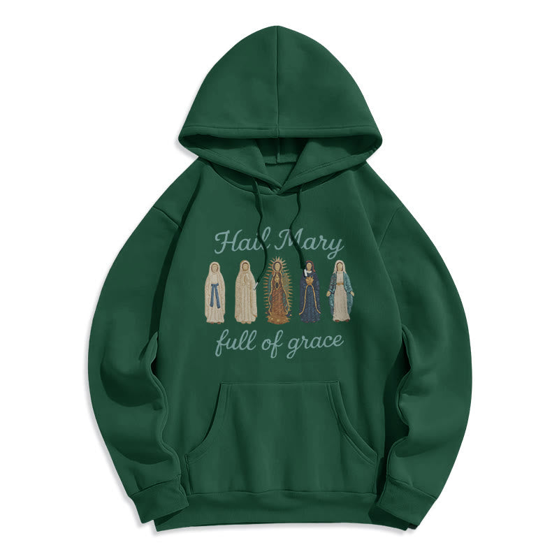 Christianartworkshop Gegrüßet seist du, Maria, voller Gnade Fleecegefütterter Polyester-Hoodie - Grün - 2XL - image 6