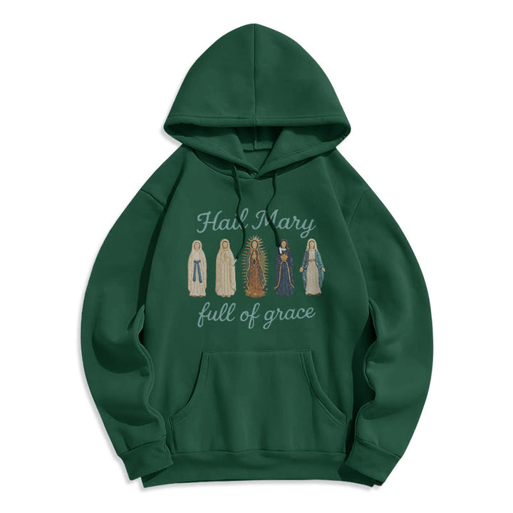 Christianartworkshop Gegrüßet seist du, Maria, voller Gnade Fleecegefütterter Polyester-Hoodie - Grün - 2XL - image 6