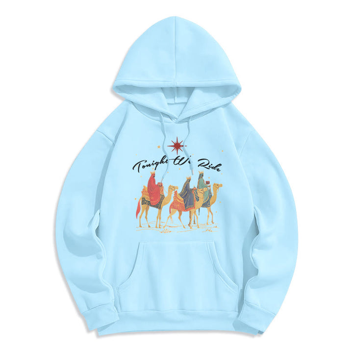 Christianartworkshop Heute Abend reiten wir Weihnachtsmänner Fleecegefütterter Polyester-Hoodie - Blau - 2XL - image 0