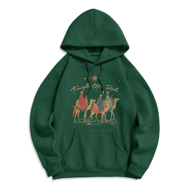 Christianartworkshop Heute Abend reiten wir Weihnachtsmänner Fleecegefütterter Polyester-Hoodie - Grün - 2XL - image 7