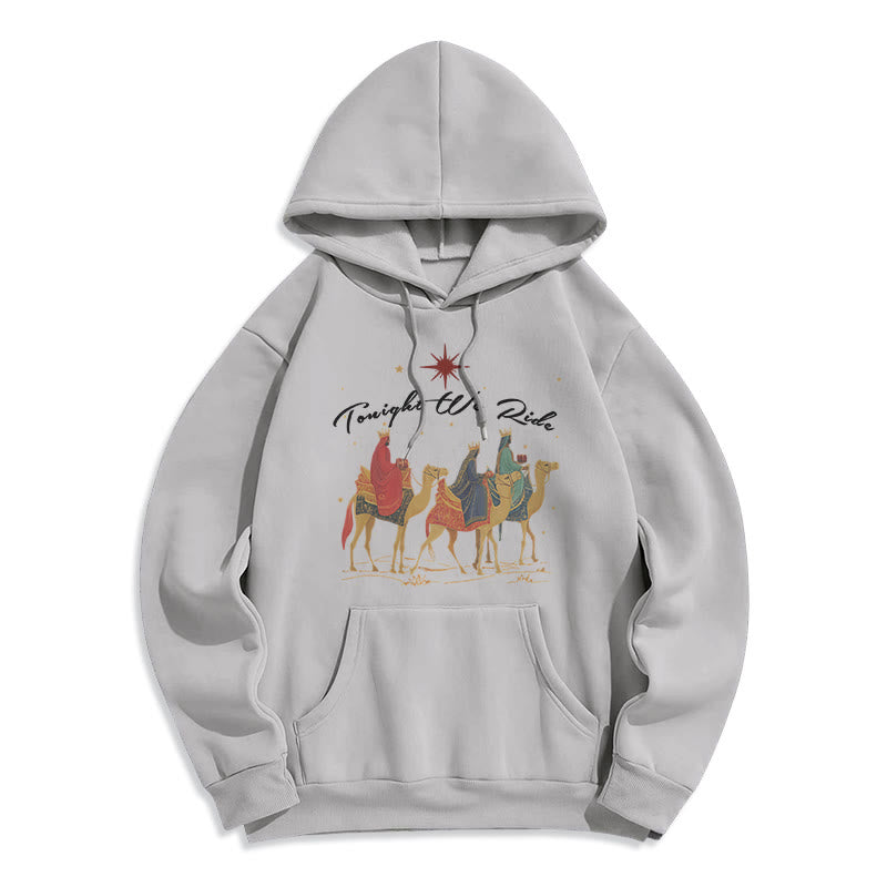 Christianartworkshop Heute Abend reiten wir Weihnachtsmänner Fleecegefütterter Polyester-Hoodie - Grau - 2XL - image 3