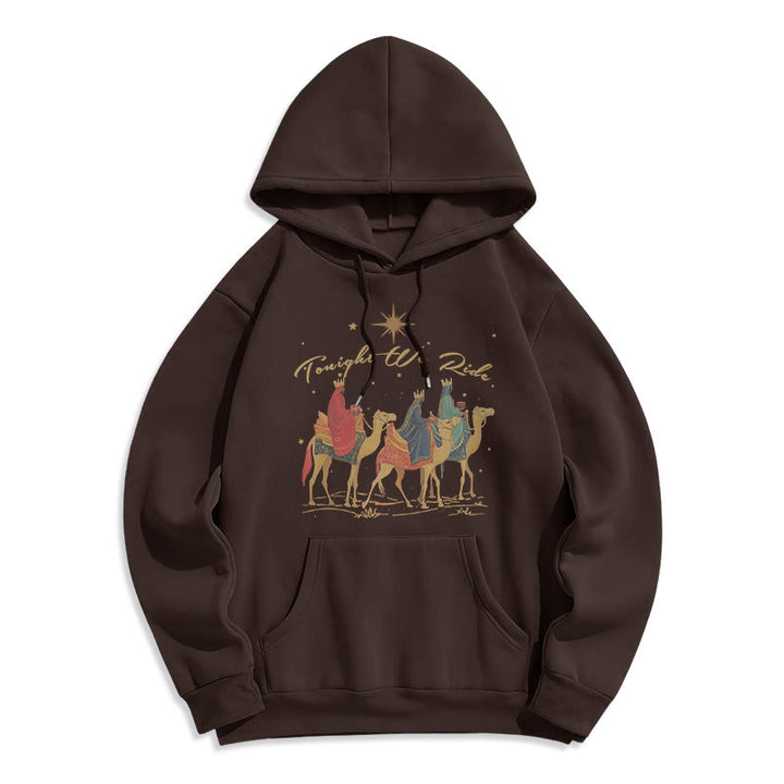 Christianartworkshop Heute Abend reiten wir Weihnachtsmänner Fleecegefütterter Polyester-Hoodie - Braun - 2XL - image 5