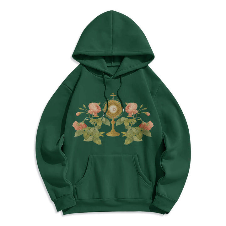 Christianartworkshop IHS & Rose Graphic Faith Fleece Lined Polyester Hoodie - Grün - 2XL - image 8