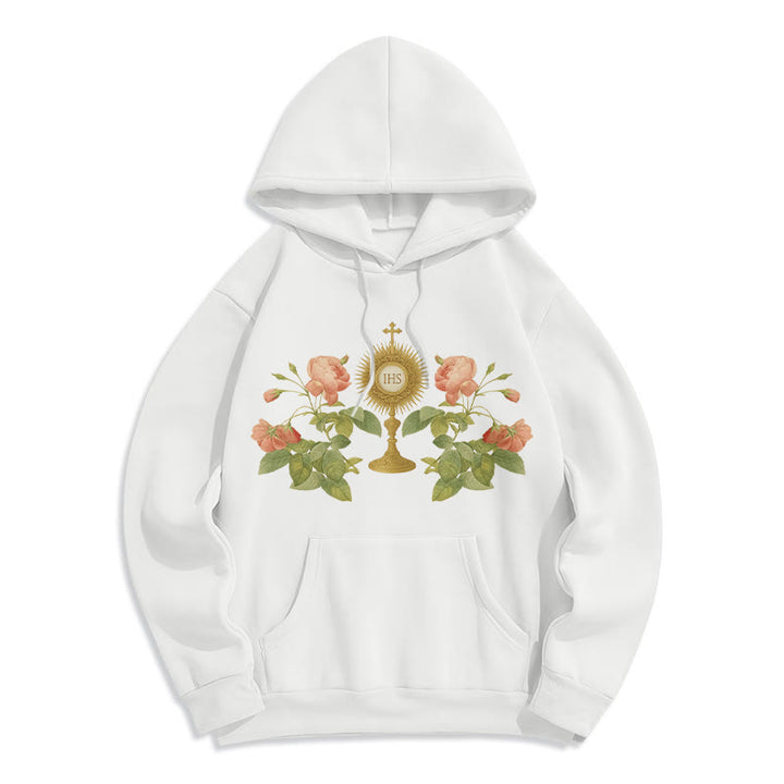 Christianartworkshop IHS & Rose Graphic Faith Fleece Lined Polyester Hoodie - Weiß - 2XL - image 5