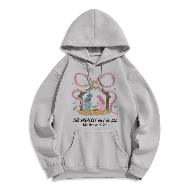 Christianartworkshop Der größte Weihnachtsgruß – Fleecegefütterter Polyester-Hoodie - Grau - 2XL - image 5
