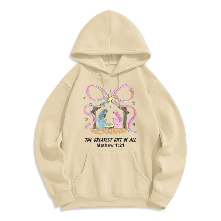 Christianartworkshop Der größte Weihnachtsgruß – Fleecegefütterter Polyester-Hoodie - Beige - 2XL - image 4
