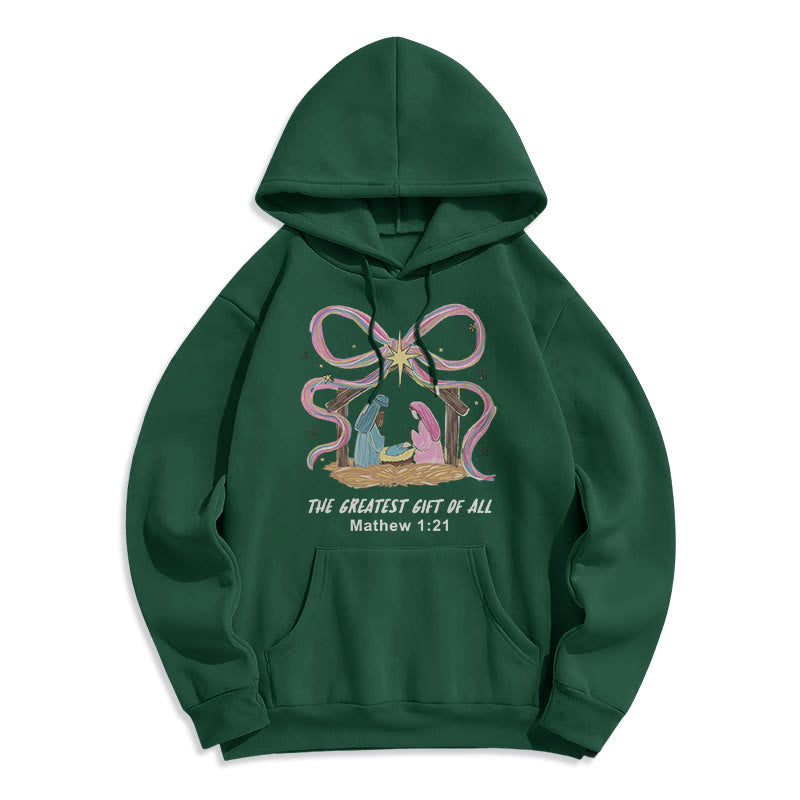 Christianartworkshop Der größte Weihnachtsgruß – Fleecegefütterter Polyester-Hoodie - Grün - 2XL - image 0