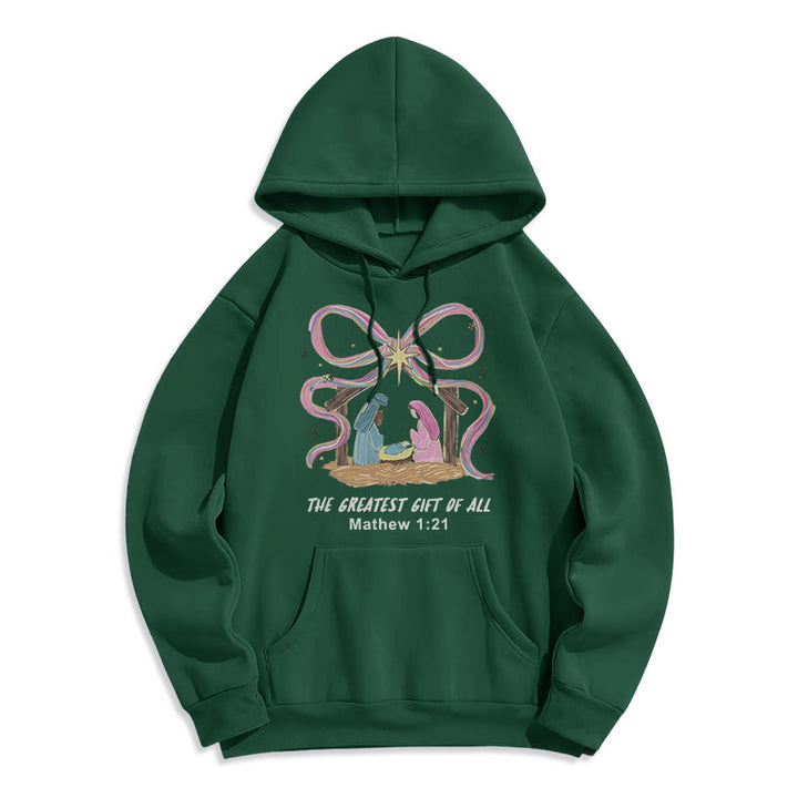 Christianartworkshop Der größte Weihnachtsgruß – Fleecegefütterter Polyester-Hoodie - Grün - 2XL - image 0