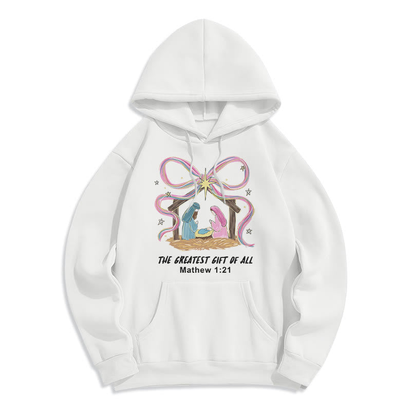 Christianartworkshop Der größte Weihnachtsgruß – Fleecegefütterter Polyester-Hoodie - Weiß - 2XL - image 6