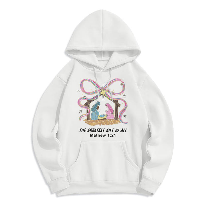 Christianartworkshop Der größte Weihnachtsgruß – Fleecegefütterter Polyester-Hoodie - Weiß - 2XL - image 6