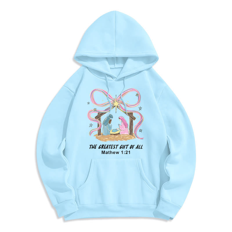 Christianartworkshop Der größte Weihnachtsgruß – Fleecegefütterter Polyester-Hoodie - Blau - 2XL - image 3