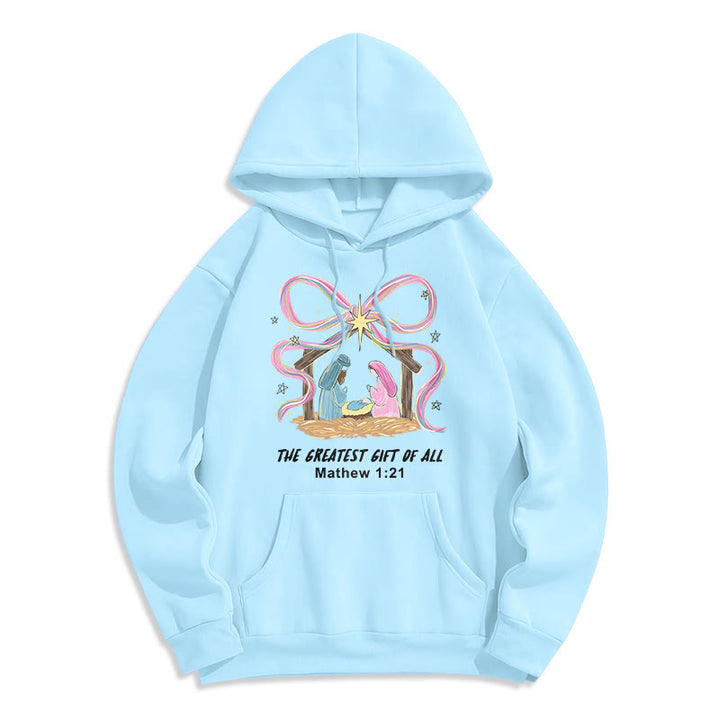 Christianartworkshop Der größte Weihnachtsgruß – Fleecegefütterter Polyester-Hoodie - Blau - 2XL - image 3