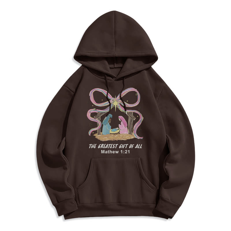 Christianartworkshop Der größte Weihnachtsgruß – Fleecegefütterter Polyester-Hoodie - Braun - 2XL - image 7