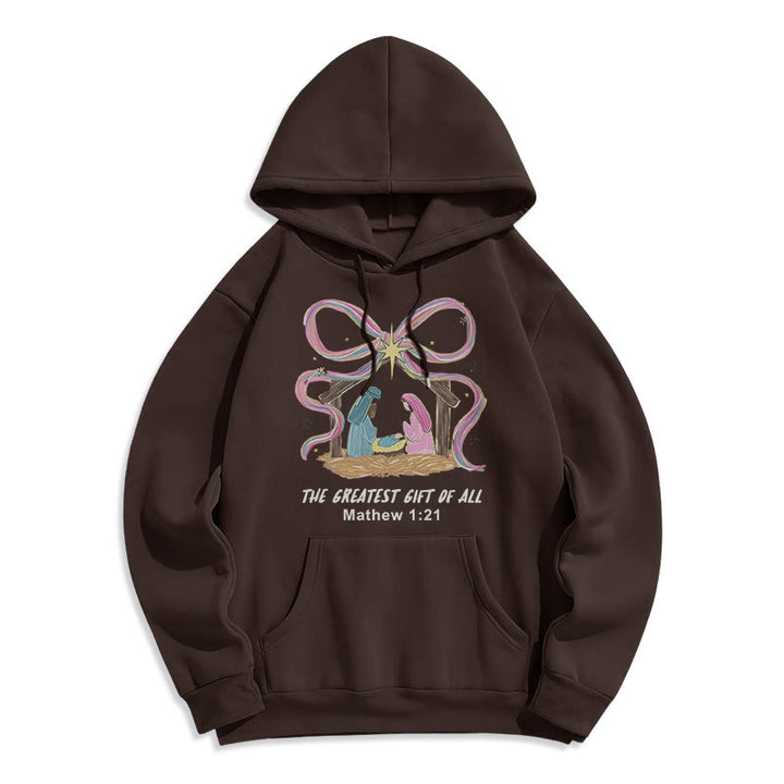 Christianartworkshop Der größte Weihnachtsgruß – Fleecegefütterter Polyester-Hoodie - Braun - 2XL - image 7