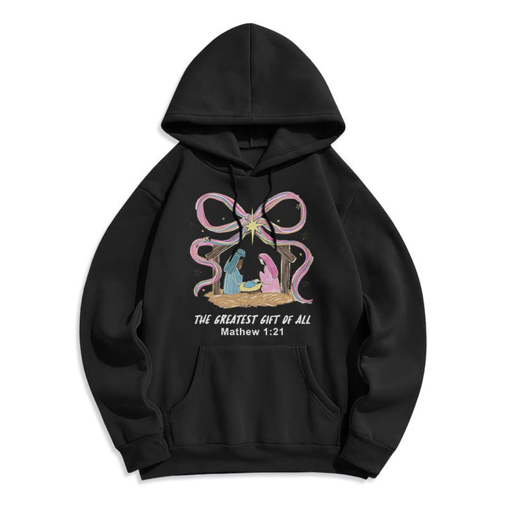 Christianartworkshop Der größte Weihnachtsgruß – Fleecegefütterter Polyester-Hoodie - Schwarz - 2XL - image 8