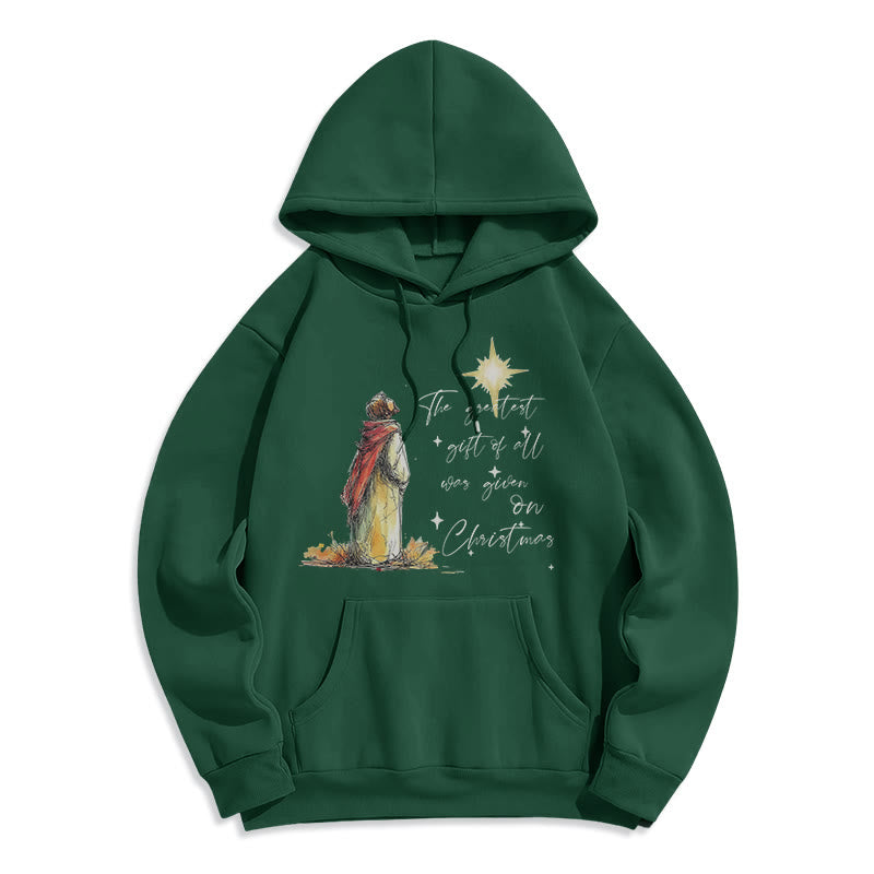 Christianartworkshop Weihnachtsstern-Kapuzenpullover aus Polyester mit Fleece-Futter, gefüttert mit Polyester - Grün - 2XL - image 2