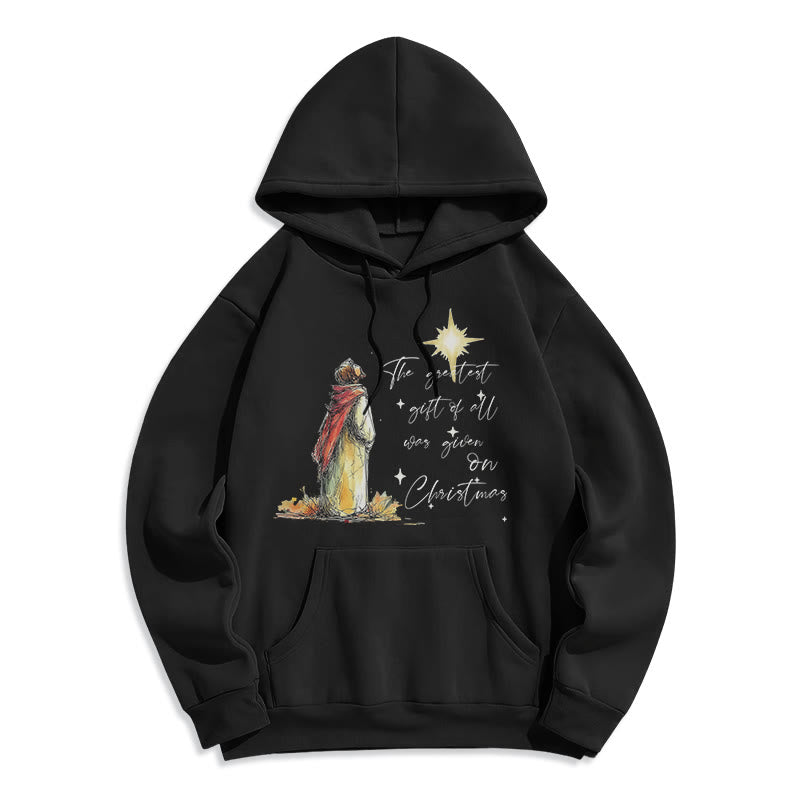 Christianartworkshop Weihnachtsstern-Kapuzenpullover aus Polyester mit Fleece-Futter, gefüttert mit Polyester - Schwarz - 2XL - image 0