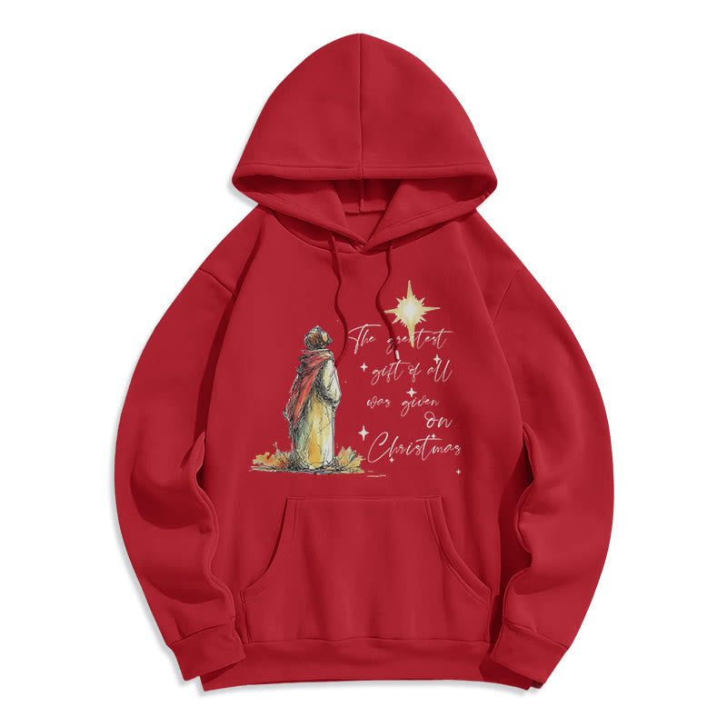 Christianartworkshop Weihnachtsstern-Kapuzenpullover aus Polyester mit Fleece-Futter, gefüttert mit Polyester - Rot - 2XL - image 3