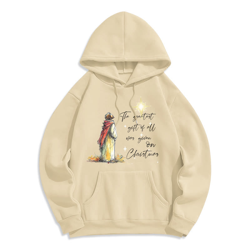 Christianartworkshop Weihnachtsstern-Kapuzenpullover aus Polyester mit Fleece-Futter, gefüttert mit Polyester - Beige - 2XL - image 5