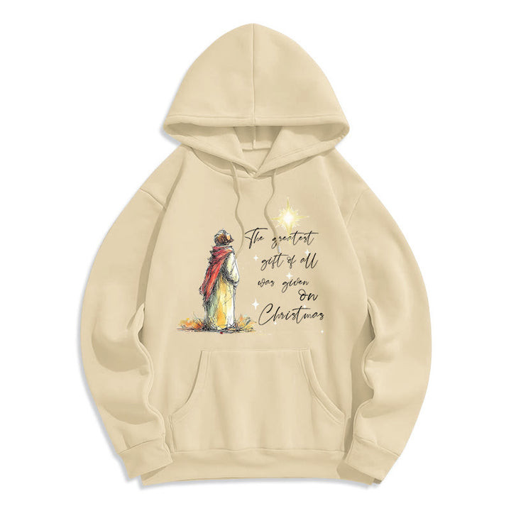 Christianartworkshop Weihnachtsstern-Kapuzenpullover aus Polyester mit Fleece-Futter, gefüttert mit Polyester - Beige - 2XL - image 5