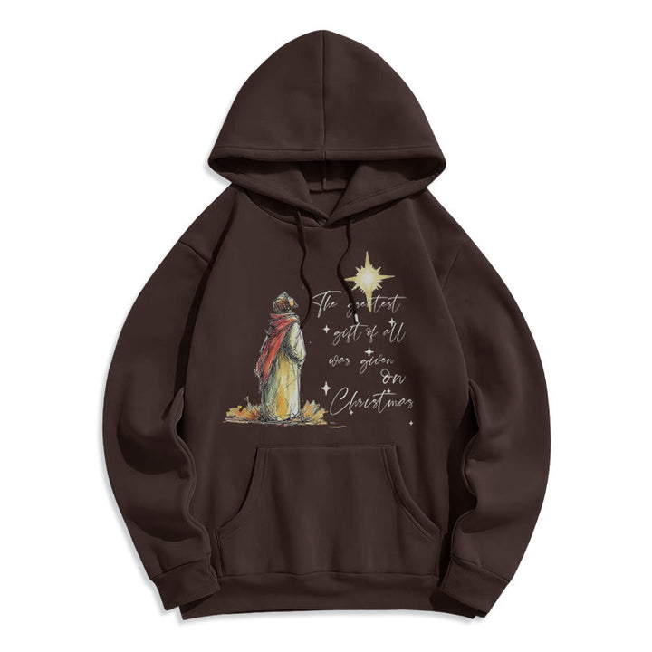 Christianartworkshop Weihnachtsstern-Kapuzenpullover aus Polyester mit Fleece-Futter, gefüttert mit Polyester - Braun - 2XL - image 8