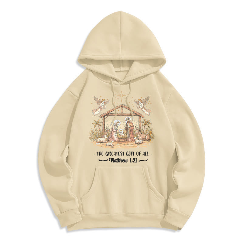 Christianartworkshop Weihnachtspullover mit Matthäus 1,2 Krippenmotiv, gefüttert mit Polyester - Beige - 2XL - image 6