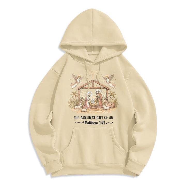 Christianartworkshop Weihnachtspullover mit Matthäus 1,2 Krippenmotiv, gefüttert mit Polyester - Beige - 2XL - image 6