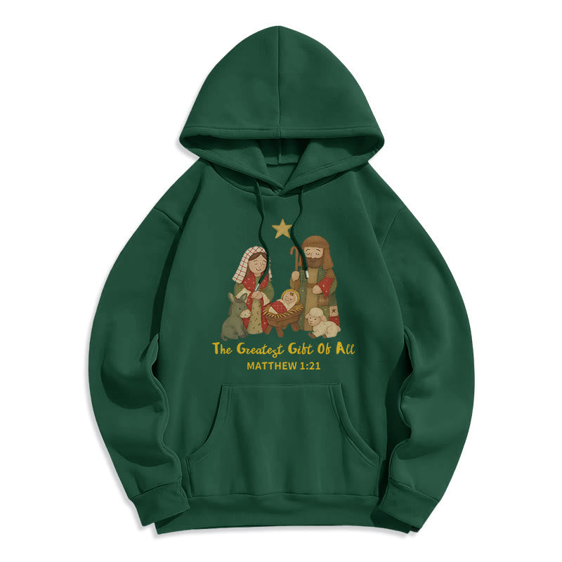 Christianartworkshop Weihnachts-Hoodie „Glaube & Wärme“ mit Fleece-Futter aus Polyester - Grün - 2XL - image 4