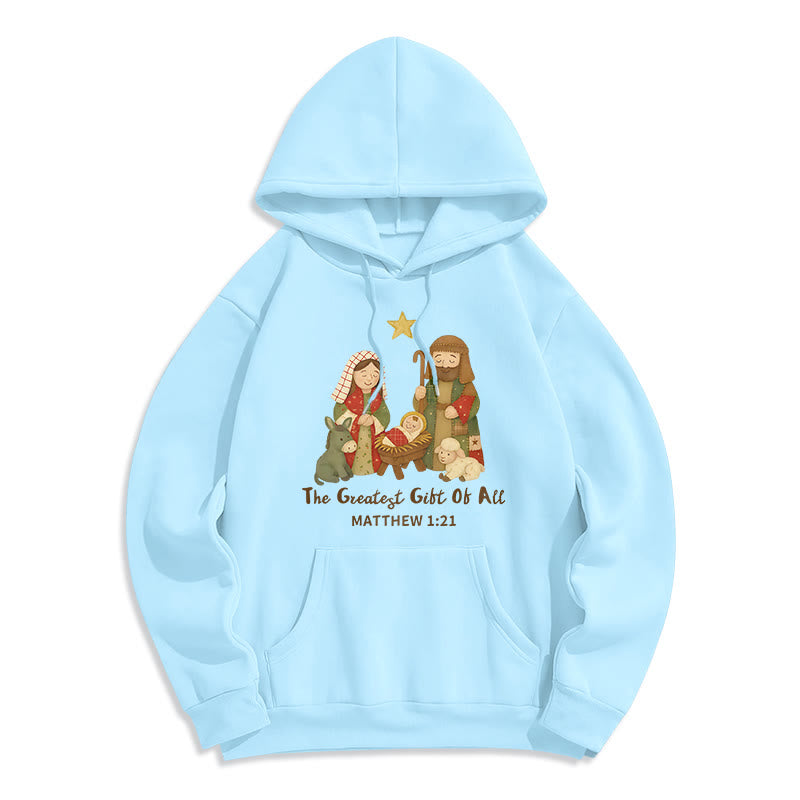 Christianartworkshop Weihnachts-Hoodie „Glaube & Wärme“ mit Fleece-Futter aus Polyester - Blau - 2XL - image 6