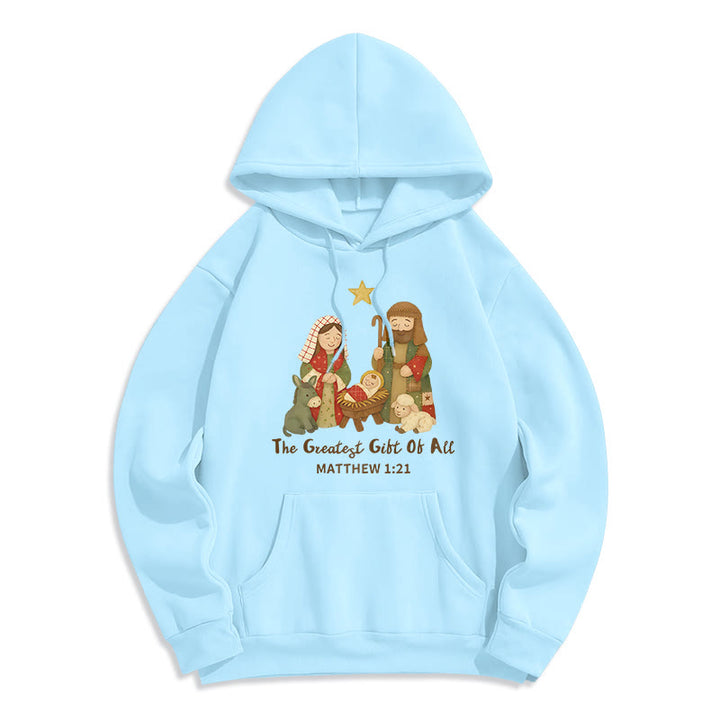 Christianartworkshop Weihnachts-Hoodie „Glaube & Wärme“ mit Fleece-Futter aus Polyester - Blau - 2XL - image 6