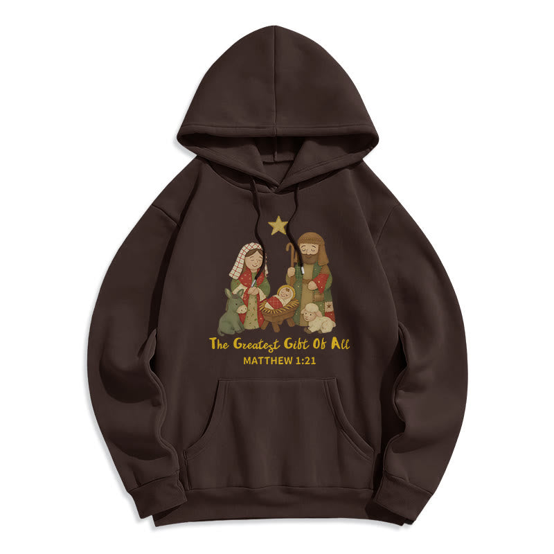 Christianartworkshop Weihnachts-Hoodie „Glaube & Wärme“ mit Fleece-Futter aus Polyester - Braun - 2XL - image 2