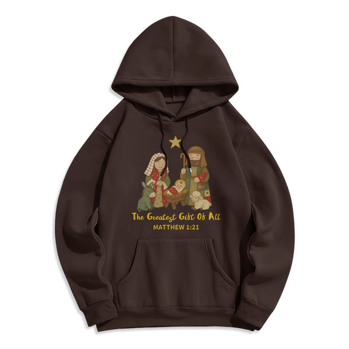 Christianartworkshop Weihnachts-Hoodie „Glaube & Wärme“ mit Fleece-Futter aus Polyester - Braun - 2XL - image 2